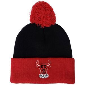 Chicago Bulls Mitchell & Ness NBA Knit Hat Beanie Cap 3D Logo Red Black New